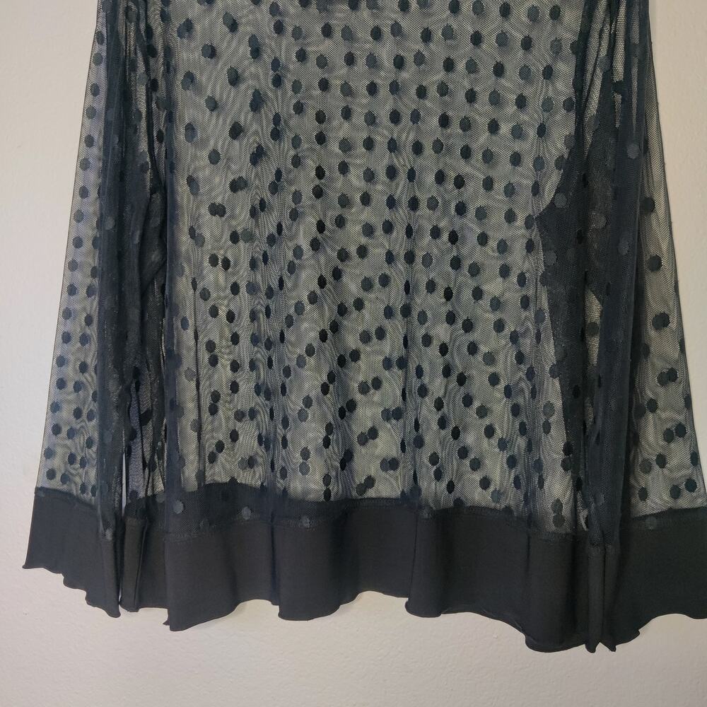 Liv by Habitat Sheer Black Polka Dot Long Sleeve Artsy Top Large Whimsigoth - Picture 4 of 10